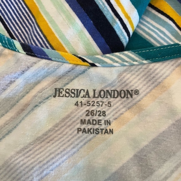 Jessica London Women’s Plus Size Square Neck Striped Tee - Picture 3 of 5